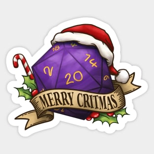 D20 Merry Critmas Dice Purple Sticker